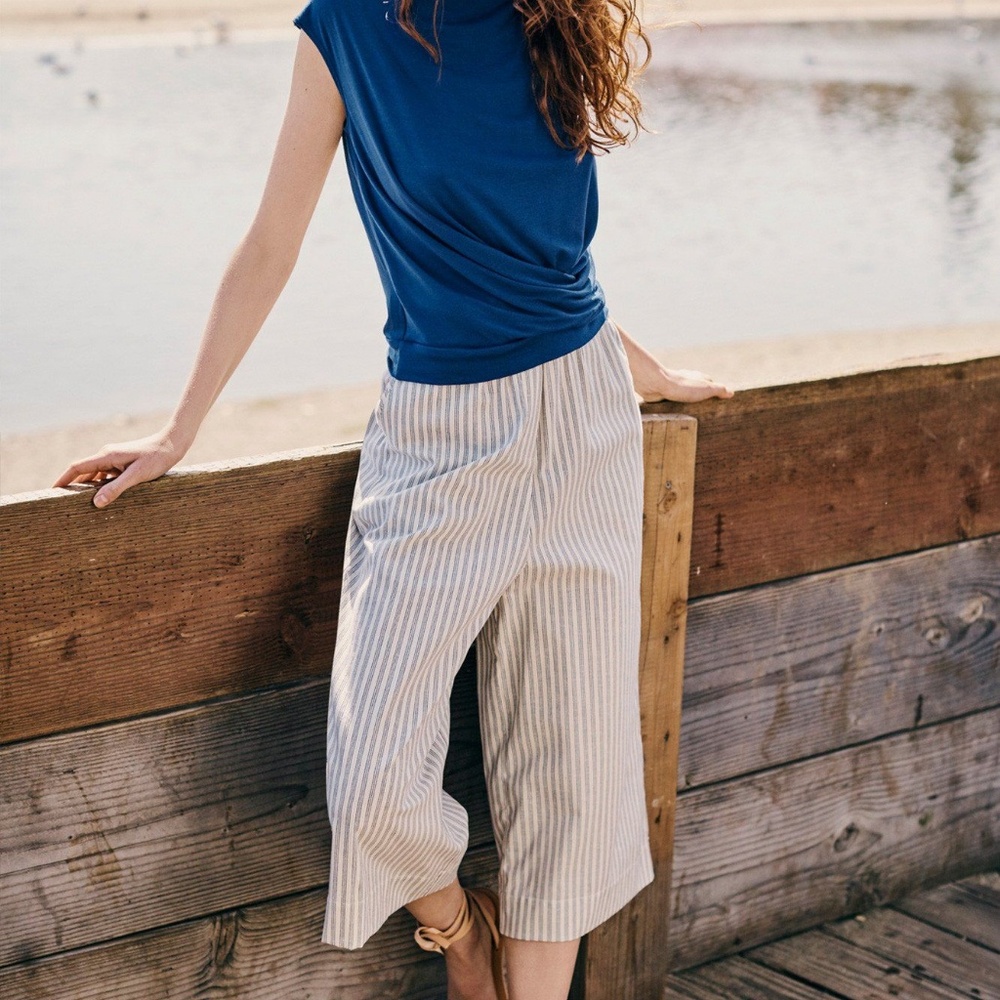 Amour Vert Solan Natural Cropped Wide Leg Pants S